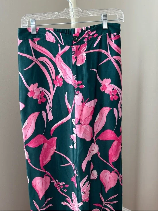 Anthropologie Breezy Floral Tropical Printed Wide Leg Trousers Size 4 - Picture 4 of 10